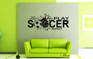 Eat Sleep Play Soccer Wall Art Vinyl Decal Soccer Decals Soccer Decor Bedroom Soccer Decor Football Decal Soccer Wall Decal Sticker