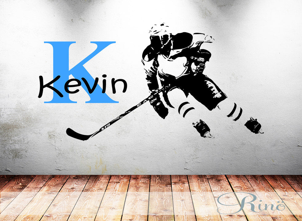 Hockey Wall Decal Custom first name Hockey Decor Rinö