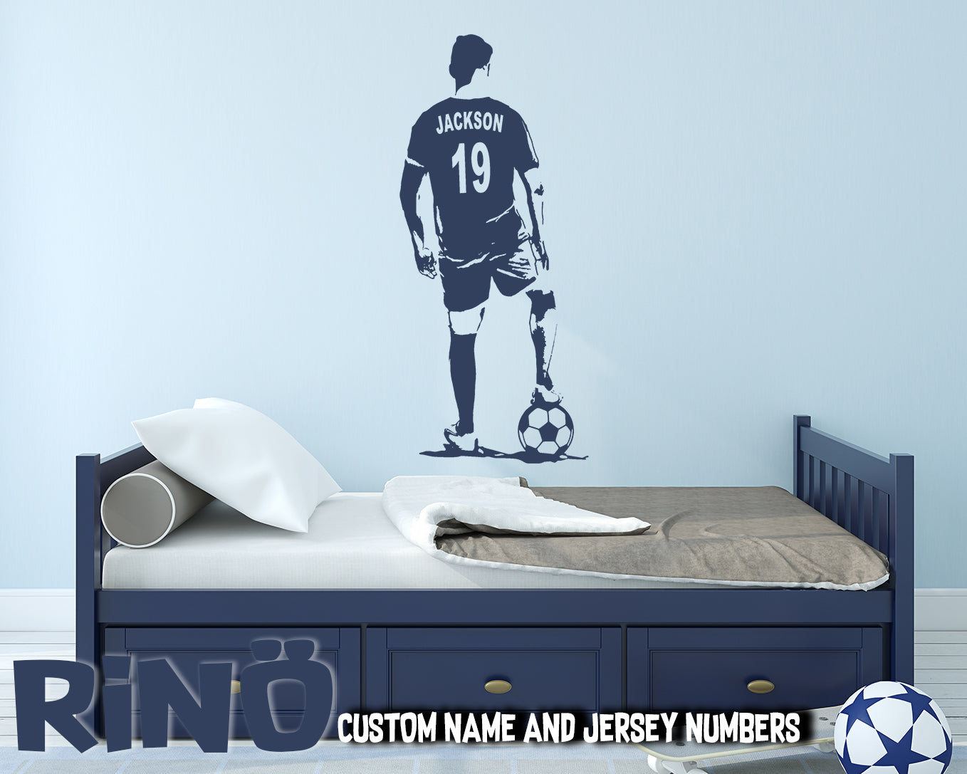 Soccer Football Wall Decal Custom Name Jersey Numbers