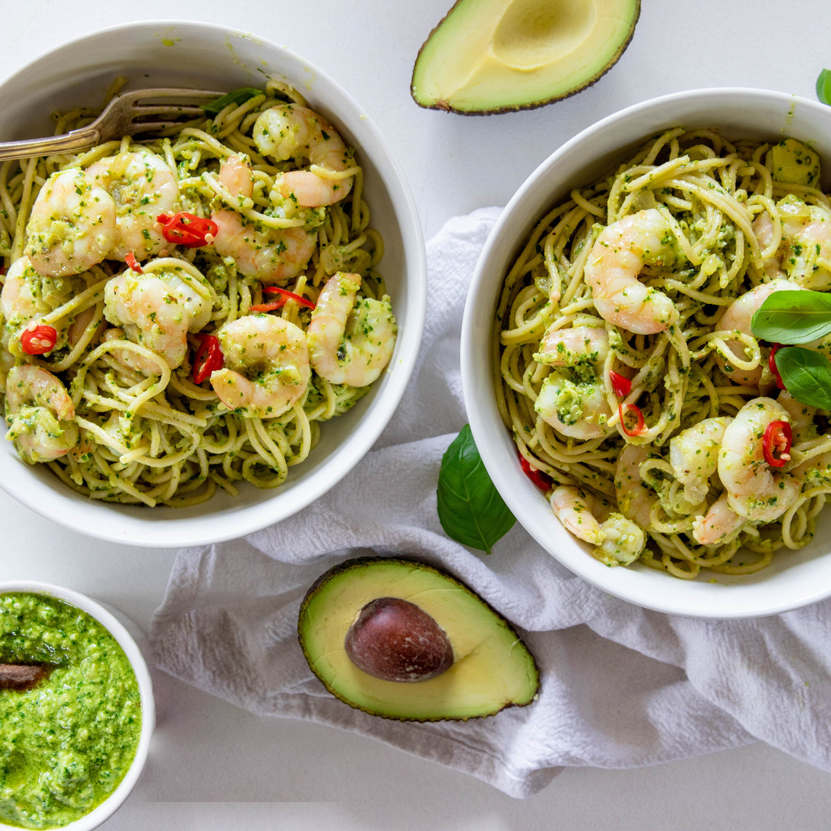 Avocado Pesto & Prawn Pasta – LEAH ITSINES