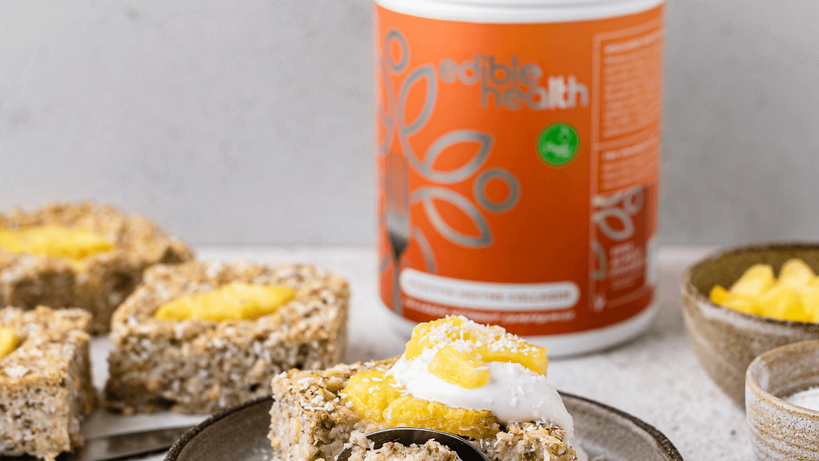 gut health collagen with baked oats on plate