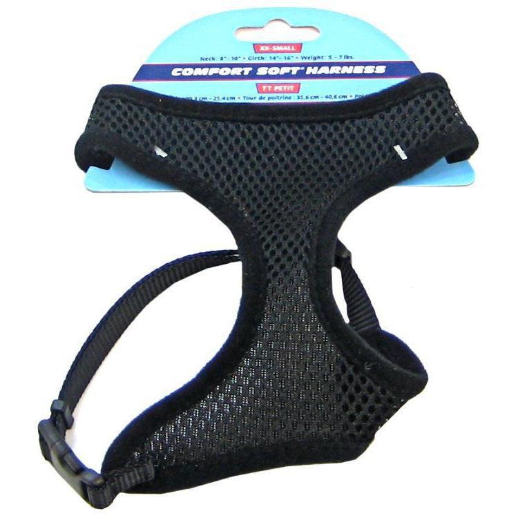 Coastal Pet Comfort Soft Adjustable Harness - Black, Small - 3/8" Width (Girth Size 19"-23")