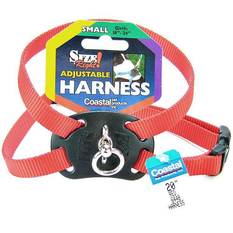 Coastal Pet Size Right Nylon Adjustable Harness - Red, Small - (Girth Size 18"-24")