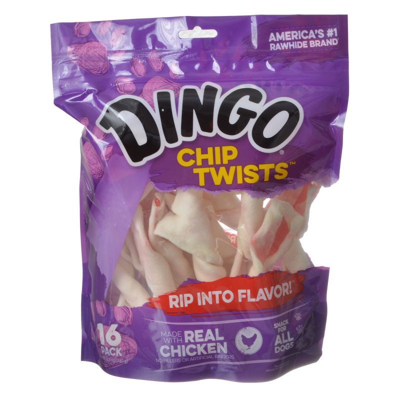 Dingo Chip Twists Meat & Rawhide Chew, Regular 6" (16 Pack)
