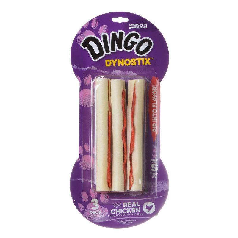 Dingo Dynostix Meat & Rawhide Chew, 5" (3 Pack)