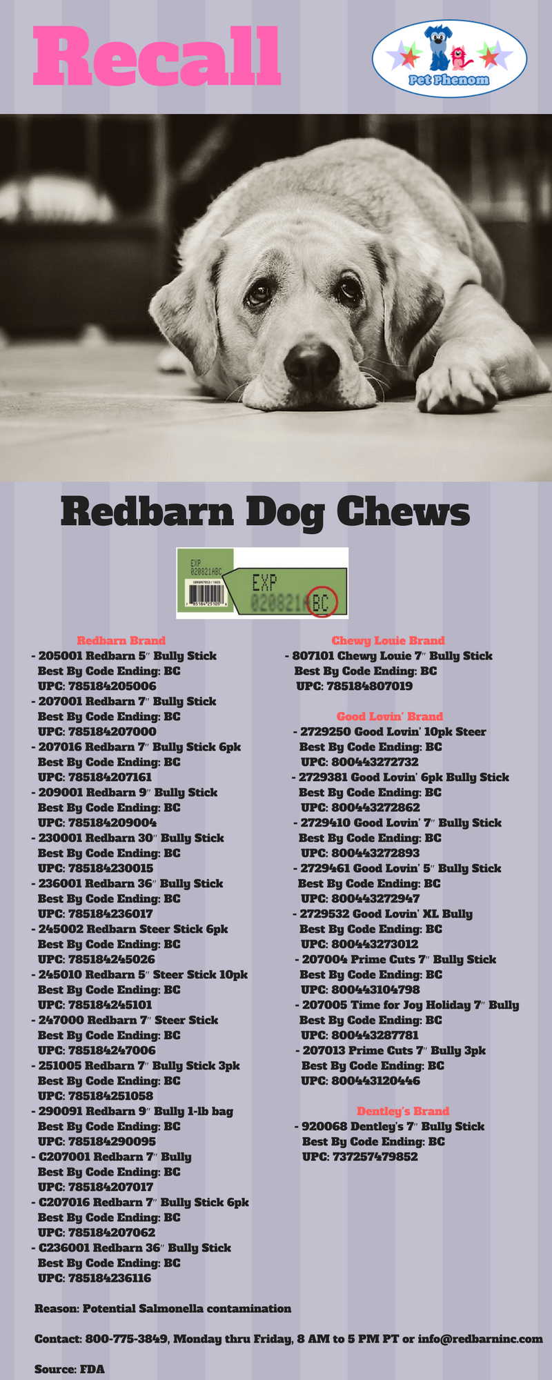 Redbarn Dog Chews Recall