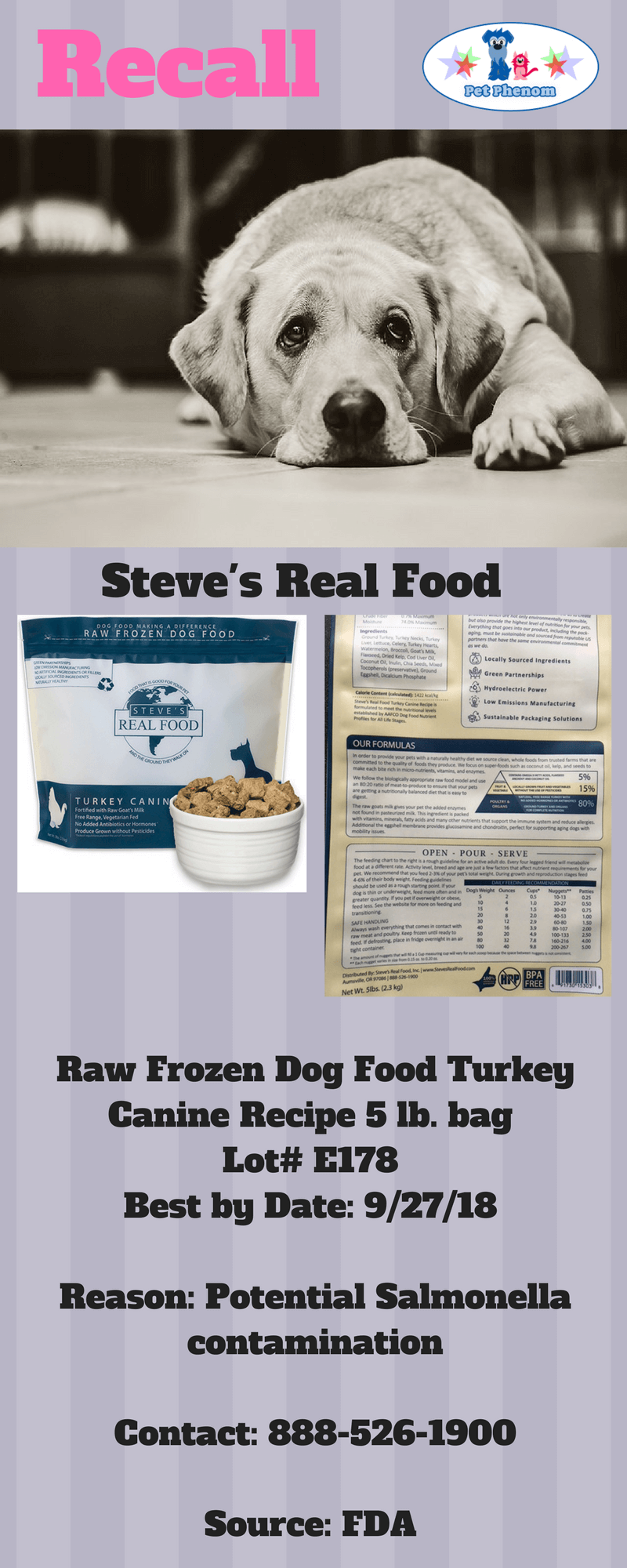 Steve's Real Food Frozen Dog Food Recall