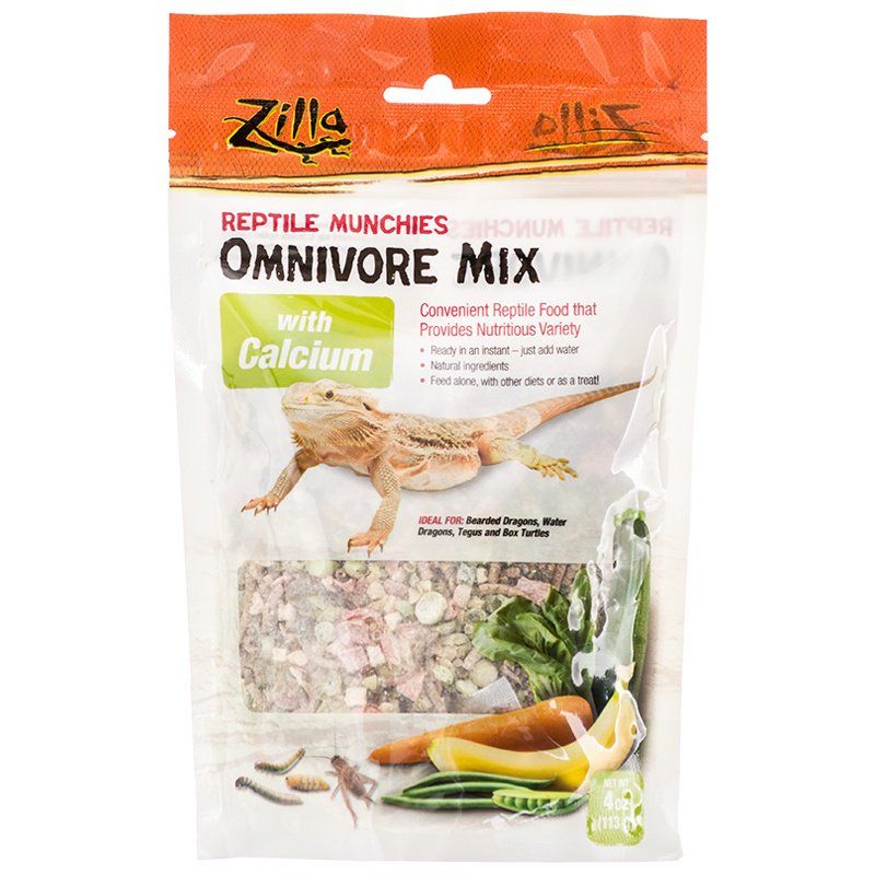 Zilla Reptile Munchies - Omnivore Mix with Calcium, 4 oz