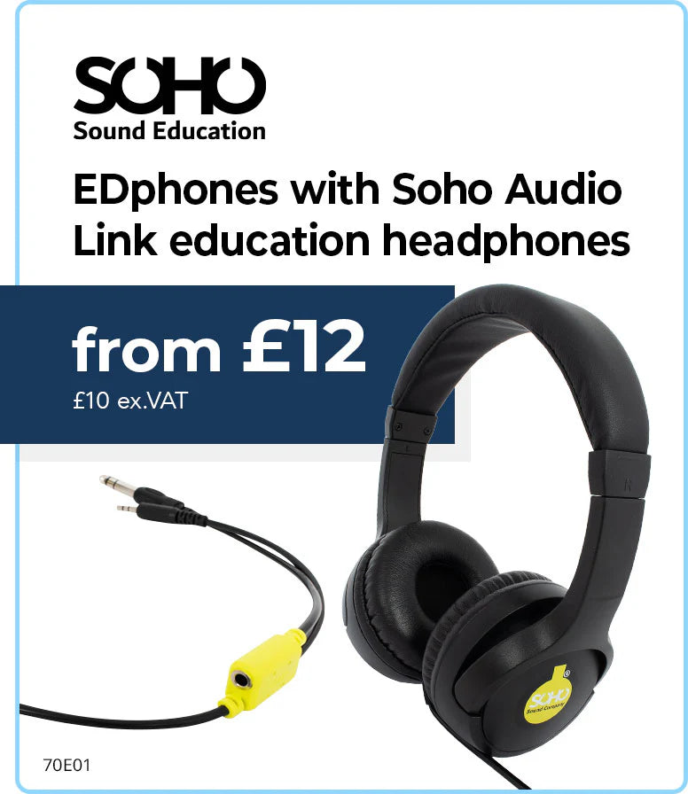Soho Sound EDphones with Soho Audio Link education headphones
from £12 
£10 ex.VAT
70E01