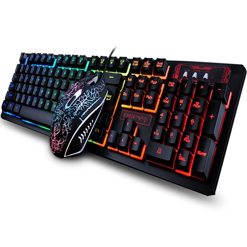 104 Keys LED Flame Theme Gaming Keyboard with Mouse