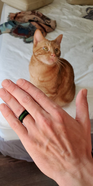 green striped silicone ring, wedding anniversary gift for him and her, perfect wedding ring alternative, gift for hands on wife or mommy, birthday gift for mom or dad, christmas present for loved ones
