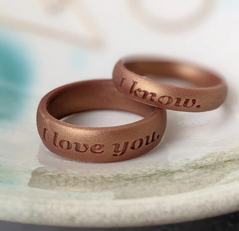 custom engraved gold silicone ring for couples