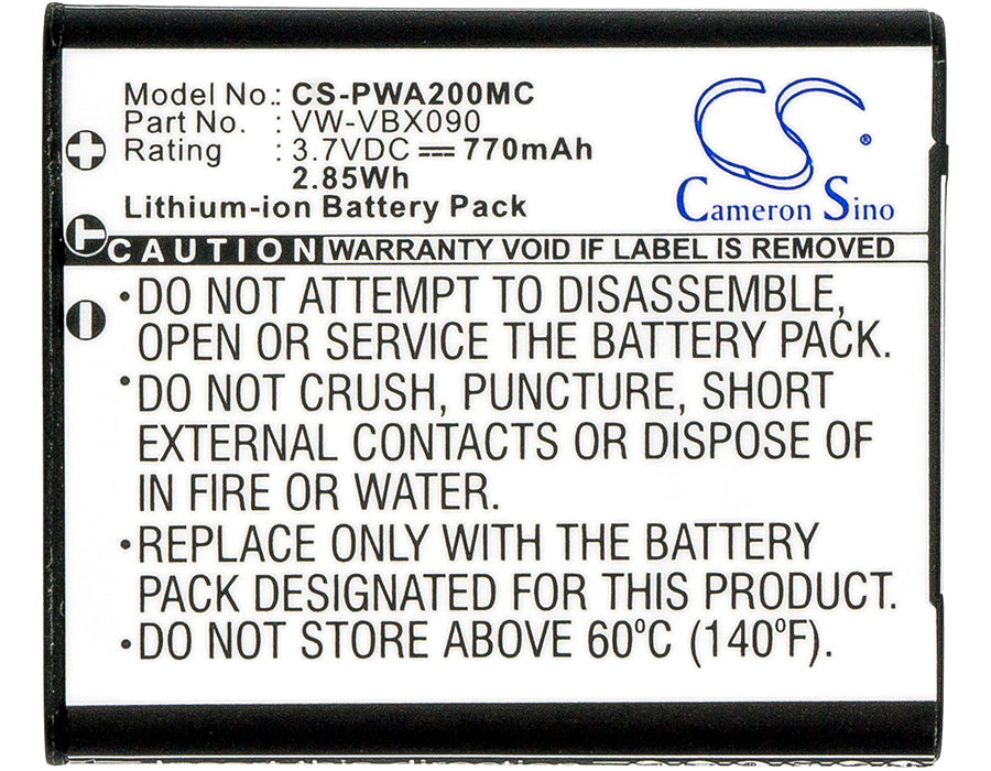 Panasonic HX-WA03 HX-WA03H HX-WA03W HX-WA2 HX-WA20 HX-WA20H HX-WA20W  HX-WA2A HX-WA2D HX-WA2GK HX-WA3 HX-WA30 HX-WA30A HX-WA Camera Replacement  Battery