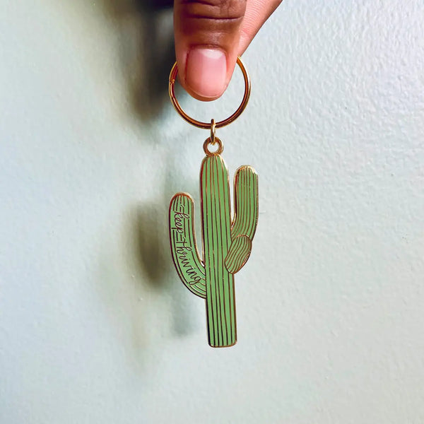 Green Saguaro Cactus Tassel Keychain