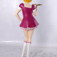 Roller Skater Waitress In Purple Life Size Statue
