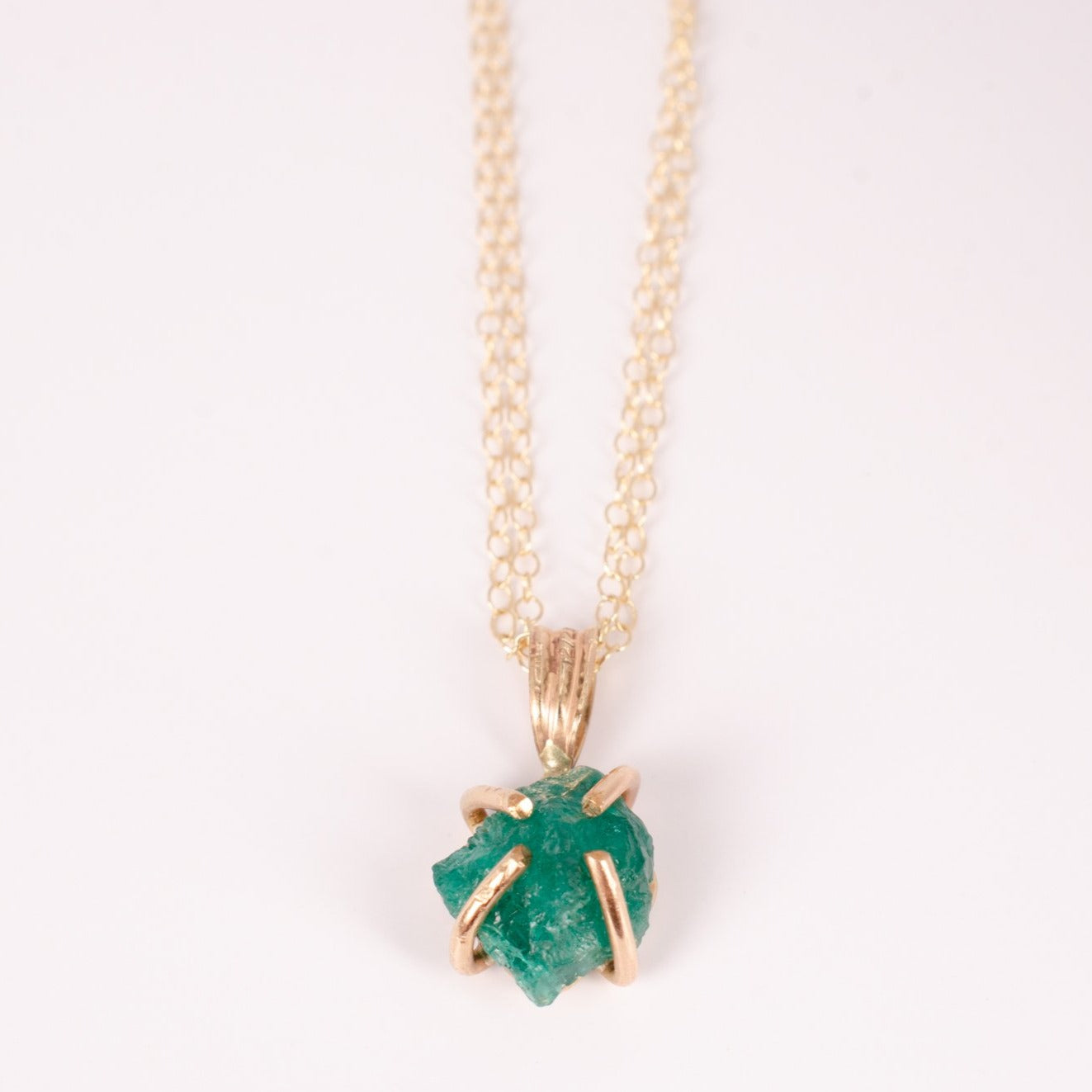 Nurturing Heart Raw Emerald Pendant