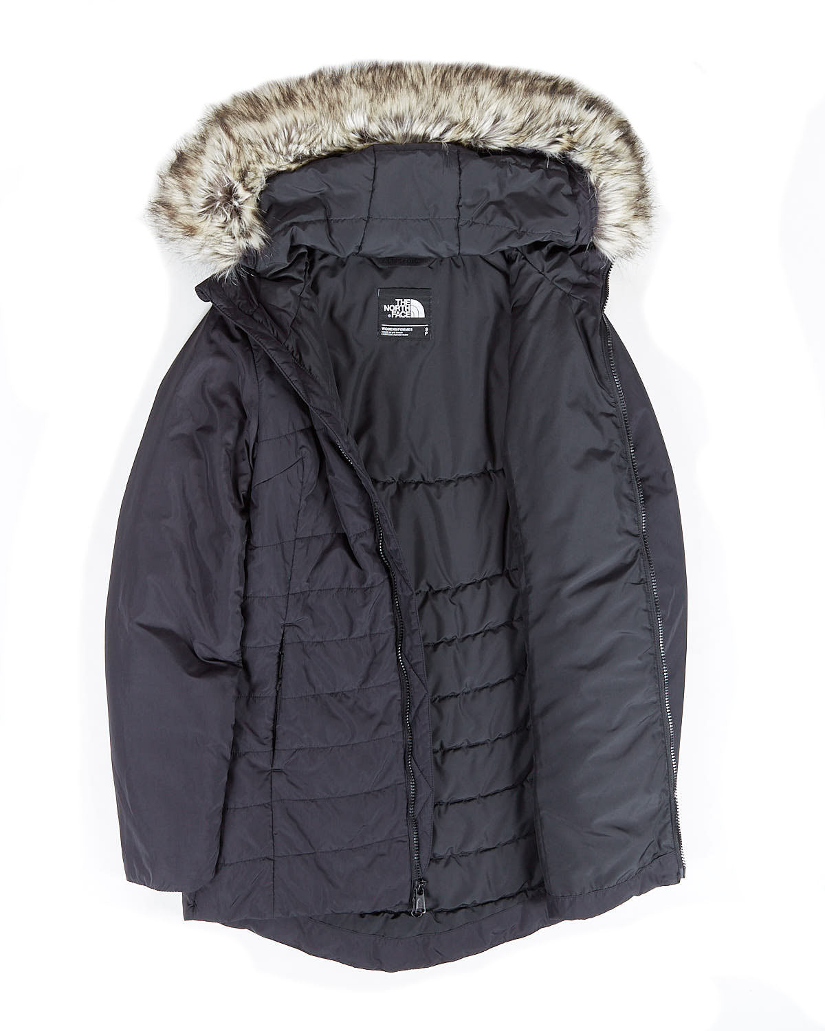 the north face women's harway insulated parka dark grey herringbone