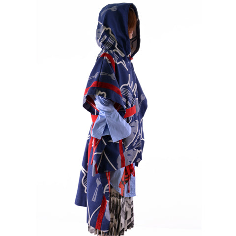 THEBE MAGUGU TM SS20-00006 BASAOTHO BLANKET PONCHO NAVY