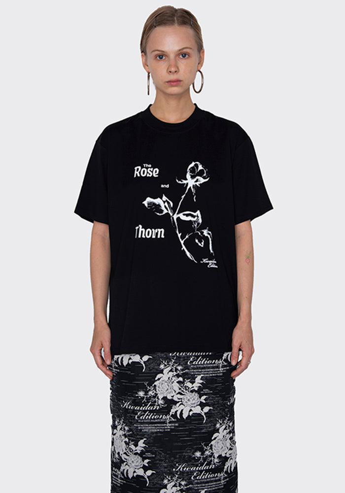 KWAIDAN EDITIONS AW22WT131W_CJV ROSE & THORN PRINT T-SHIRTS BLACK (New  Season FW22)