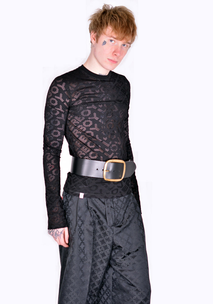 CHARLES JEFFREY LOVERBOY STUDDED WIDE BELT BLACK SS22 | DOSHABURI Shop