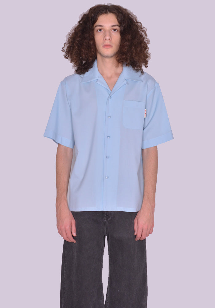 MARNI CUMU0213A0 TROPICAL WOOL BOWLING SHIRT LIGHT BLUE (New Season SS23)