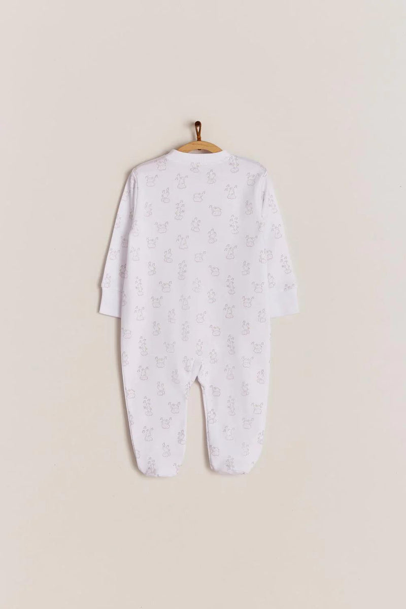 Colette Music Zipper Footed Pajama White & Pink