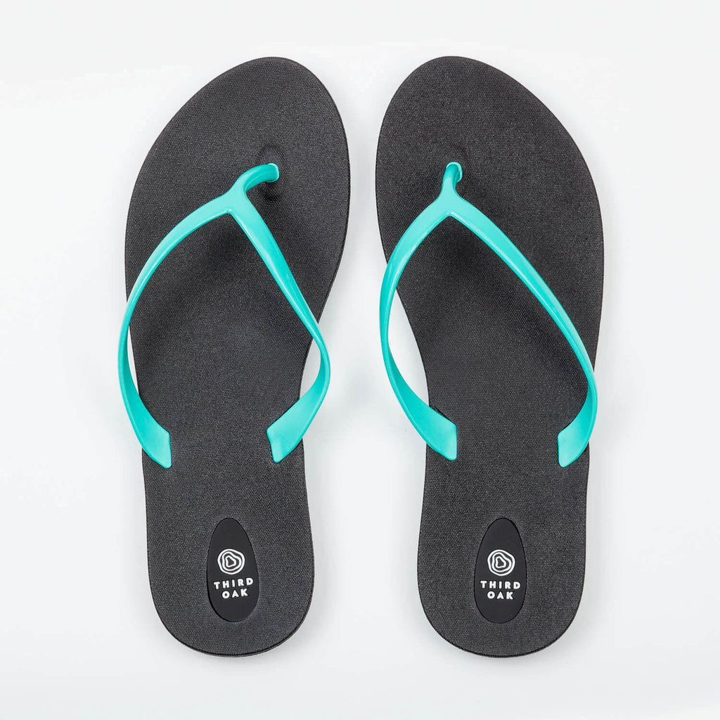 Third Oak | Scout Black Turquoise Recycled Flip Flops | Made in USA