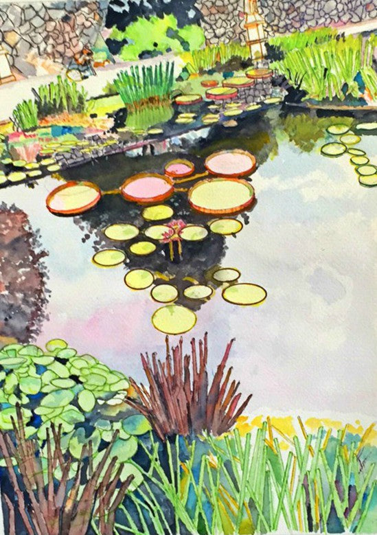 Lily Pond Watercolor Painting Newhorizonswatercolors