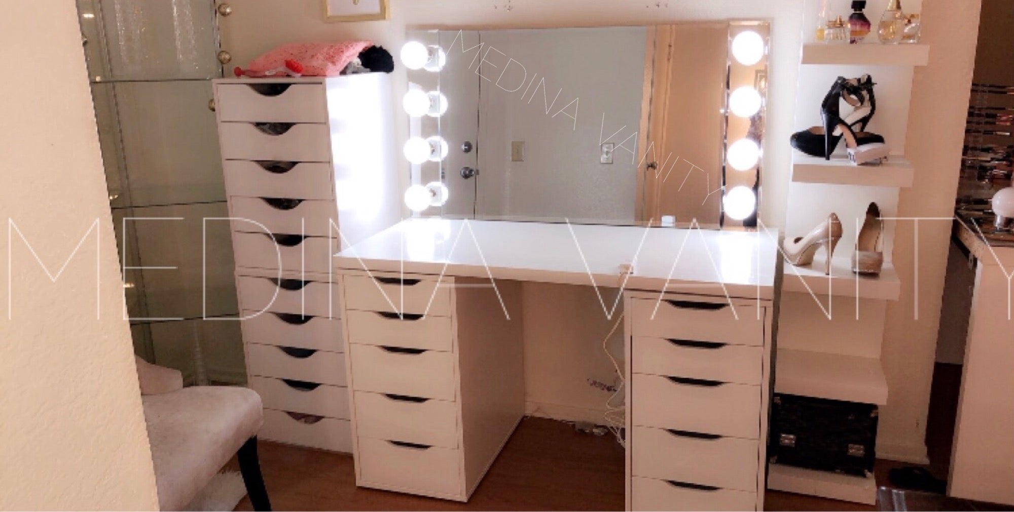 Vanity Table With Two 5 Drawer Dressers Medina Vanity