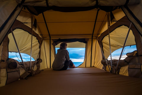 Inside perspective of a roof top tent 