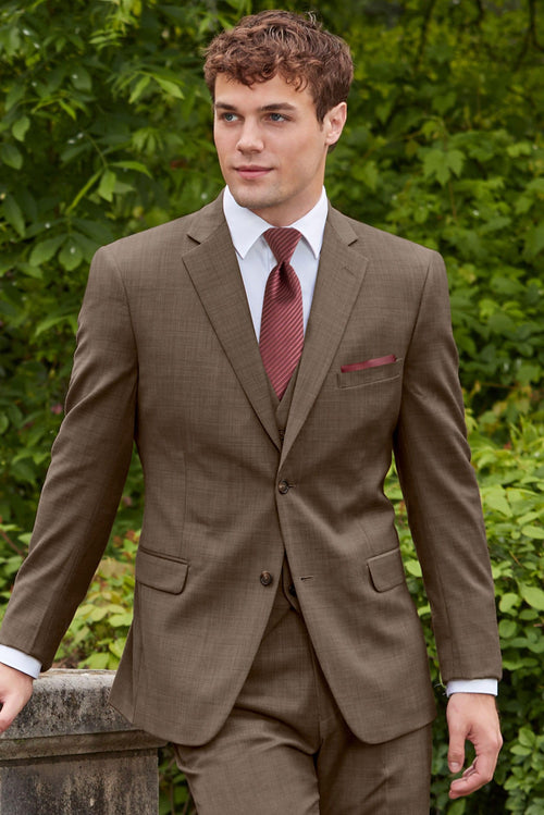 Brown Slim-Fit Suit 3-Piece  Slim fit suit men, Slim fit suit