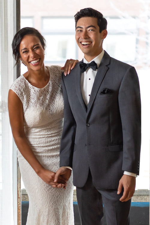 Jim's Formal Wear, Nikki's Glitz & Glam Boutique - ULTRA SLIM HEATHER GREY  CLAYTON SUIT - ALLURE MEN