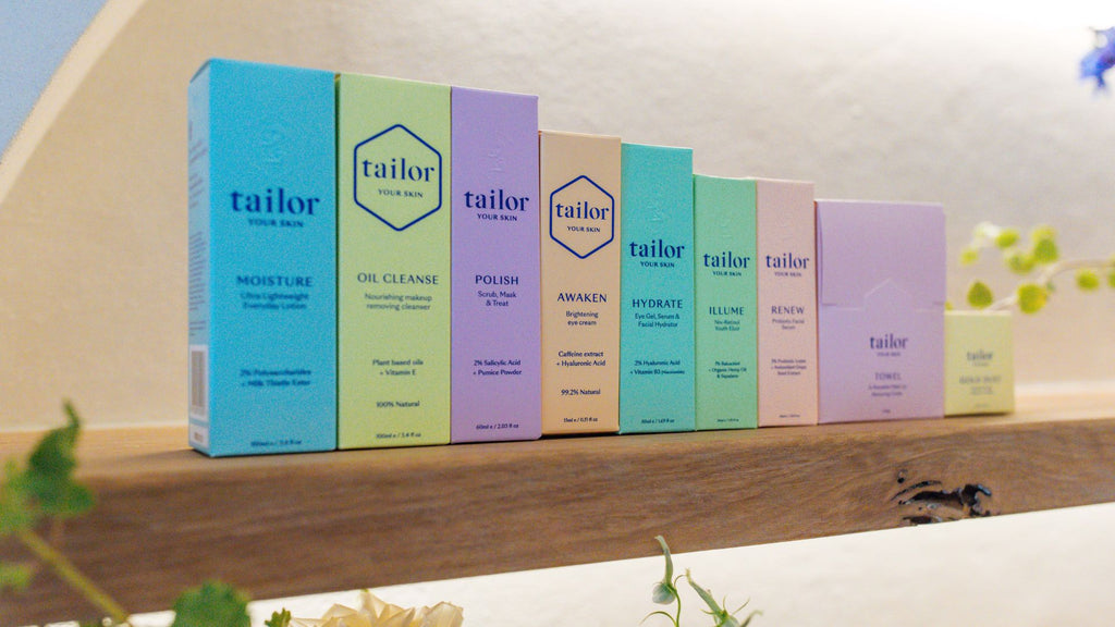 Tailor Skincare's locally made product packaging