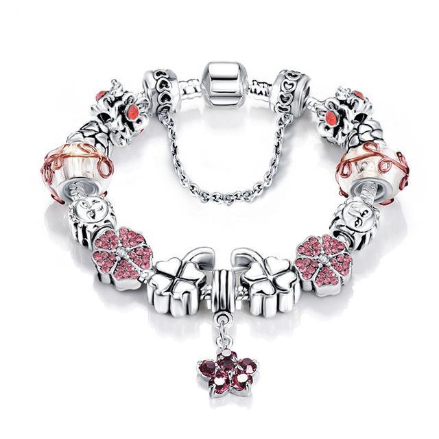 Antique Silver Plated Original Women Charm Bracelet & Bangle With Aust ...