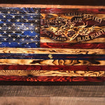 (L) 34" x 20" C 1/12  signature American Flag - USMC nco stripe | Signature Patriot Wood Flag | Etherton Hardwoods - World Famous Wooden Flags