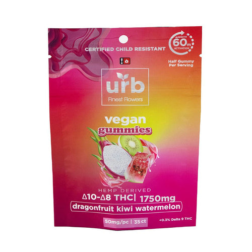 URB Dragonfruit Kiwi Watermelon Delta 10 & 8 THC Vegan Gummies (1750mg)