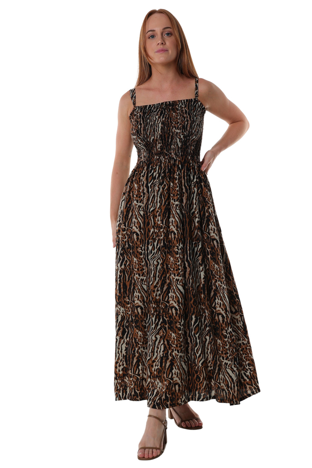 Maxi Shirred Dress - Adjustable Spaghetti Straps and shirred top