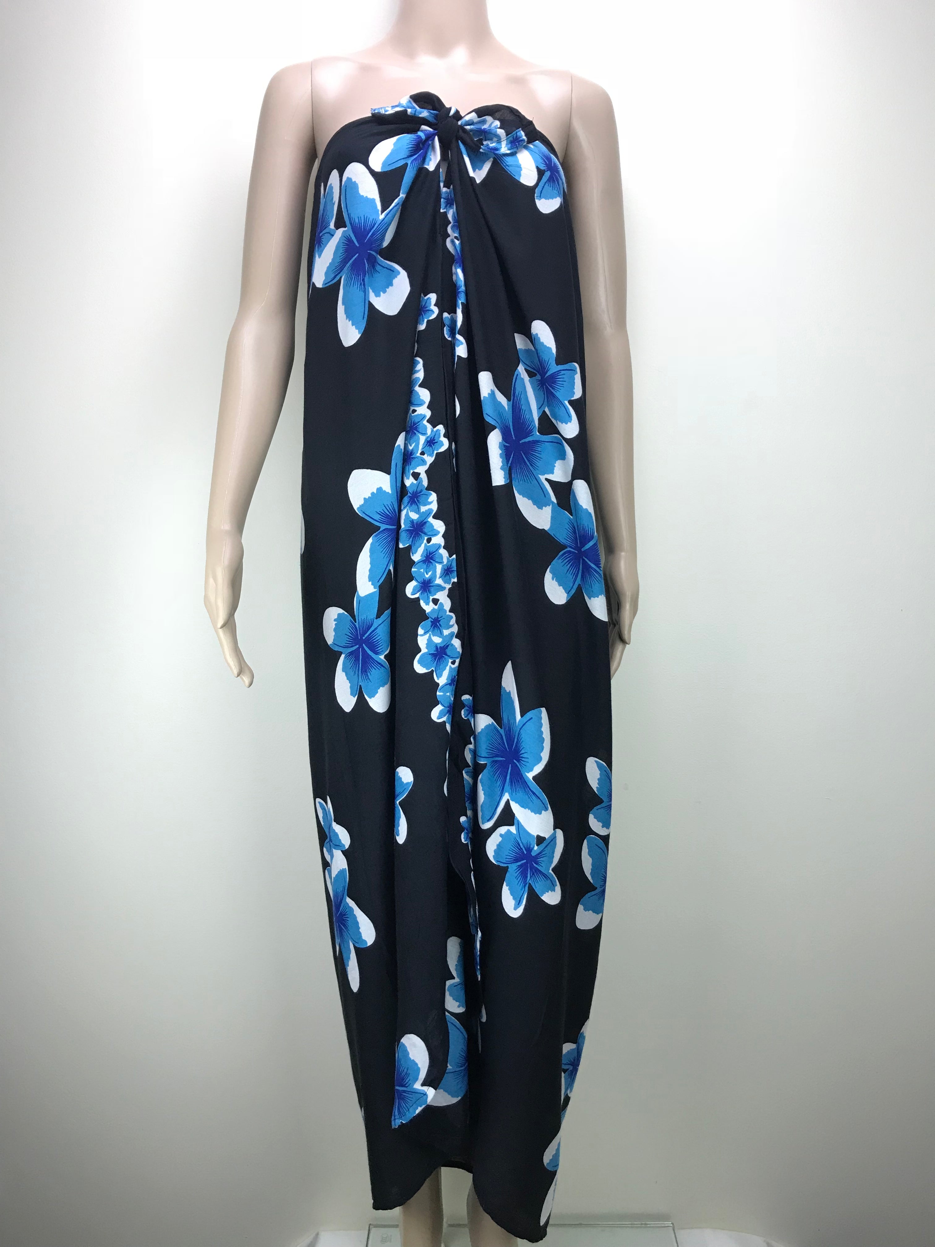 Sarong Tube Frangipani Black/Blue – Lunasea Clothing