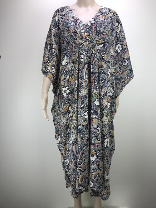 Bohemian Kaftan with Centre Woven Diamond Pattern and V-neck - Butterf ...
