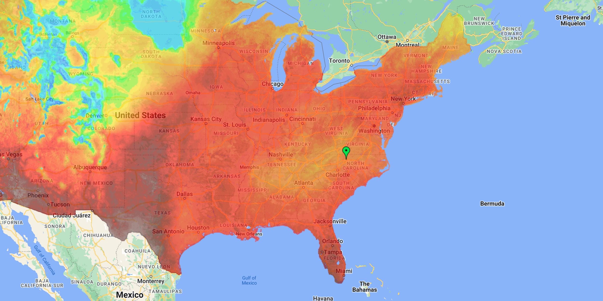 Soil temperature map of the US