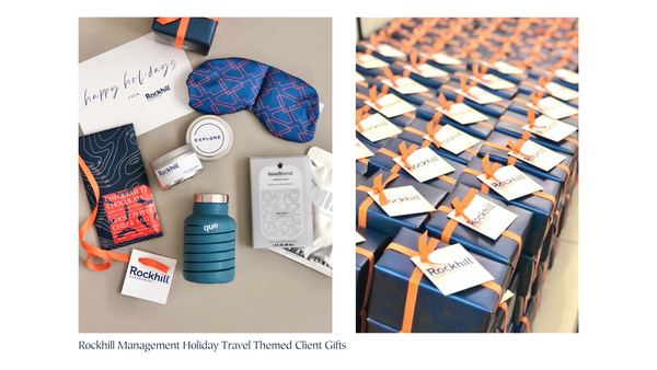 Custom Travel Themed Holiday Gift Boxes for Rockhill Management Tenants and Clients
