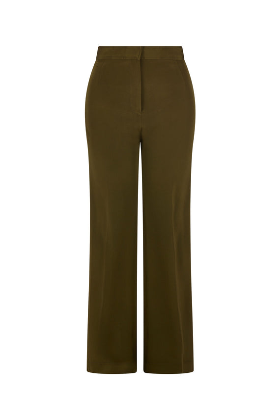 Clyde wide pants in cotton ripstop. Olive - Betina Lou