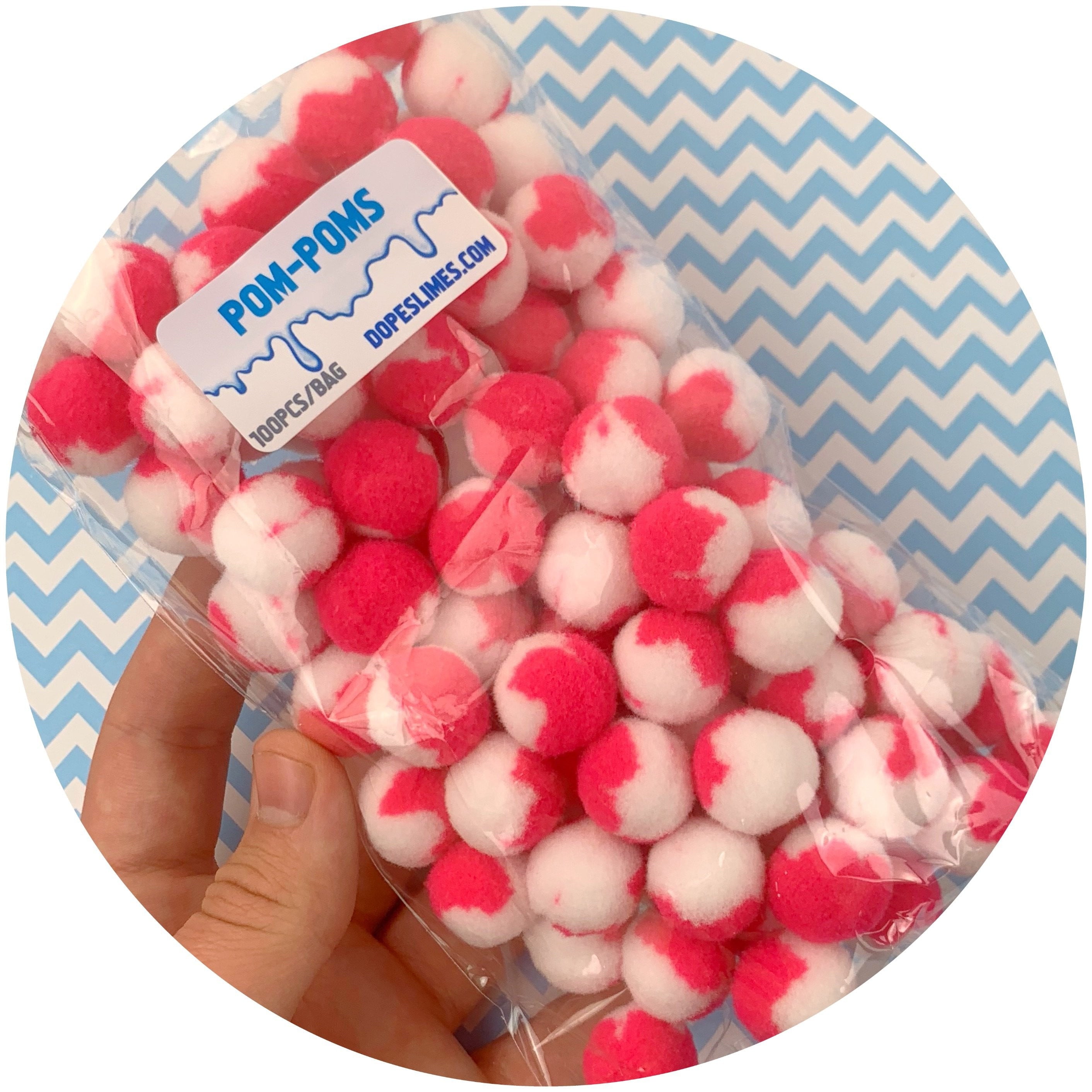 Duo Colored Pom Poms, Slime DIY craft, Cheap Bulk