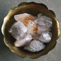 Brass Dish filled with Raw Crystals