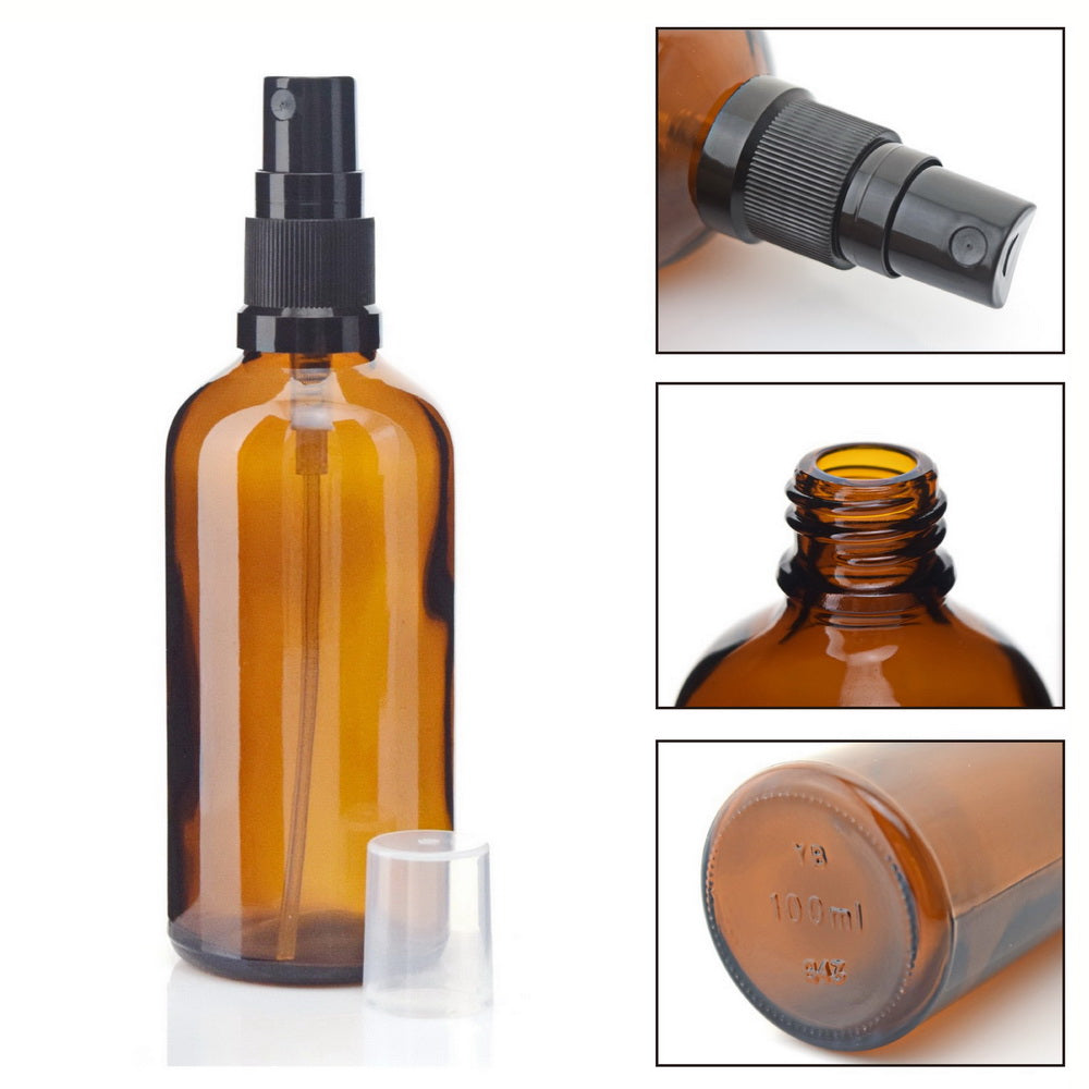 Download 100ml Amber Glass Spray Bottles (4 Pack) - The Essential ...