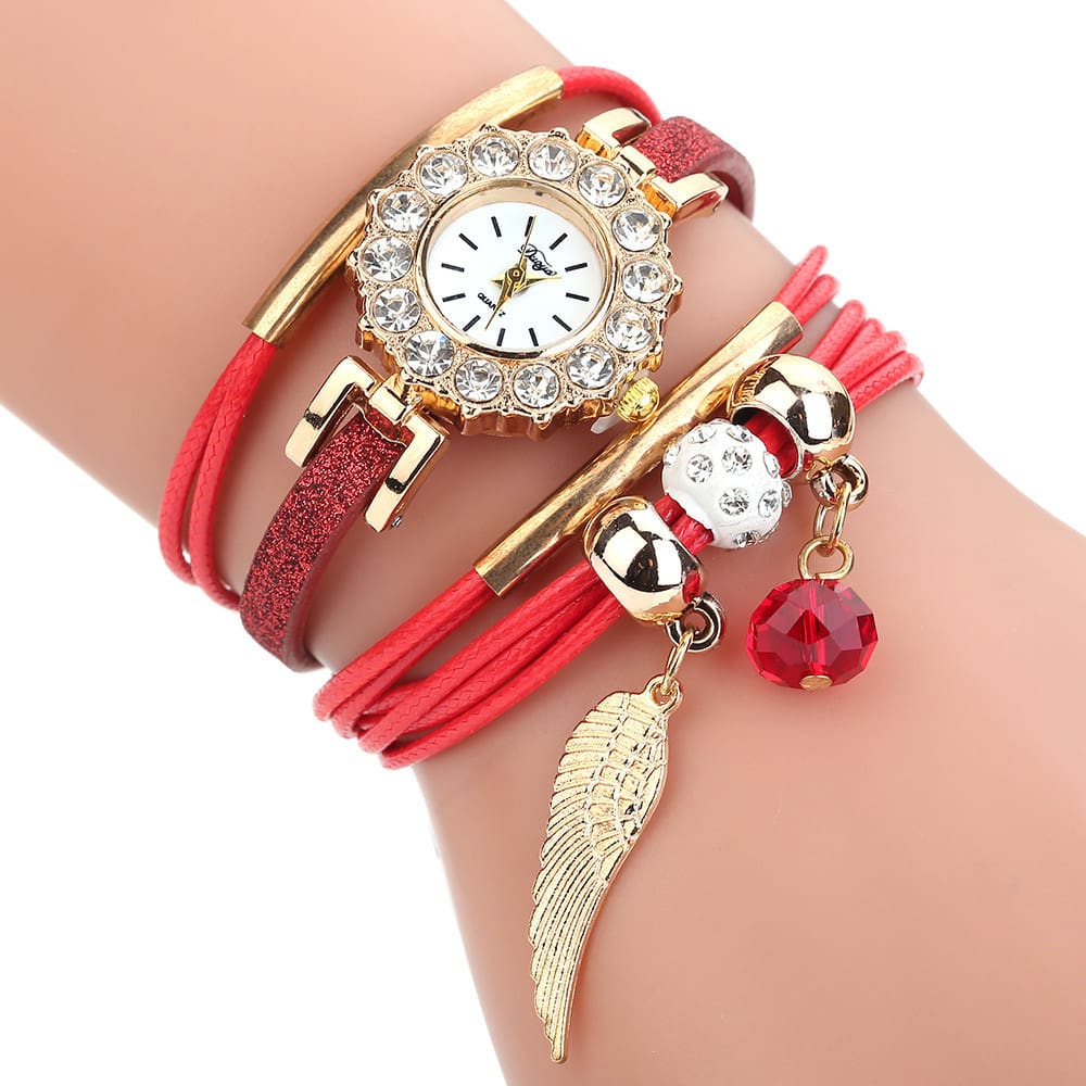 Watches Women Popular Quartz Watch Luxury Bracelet Flower Gemstone Wristwatch