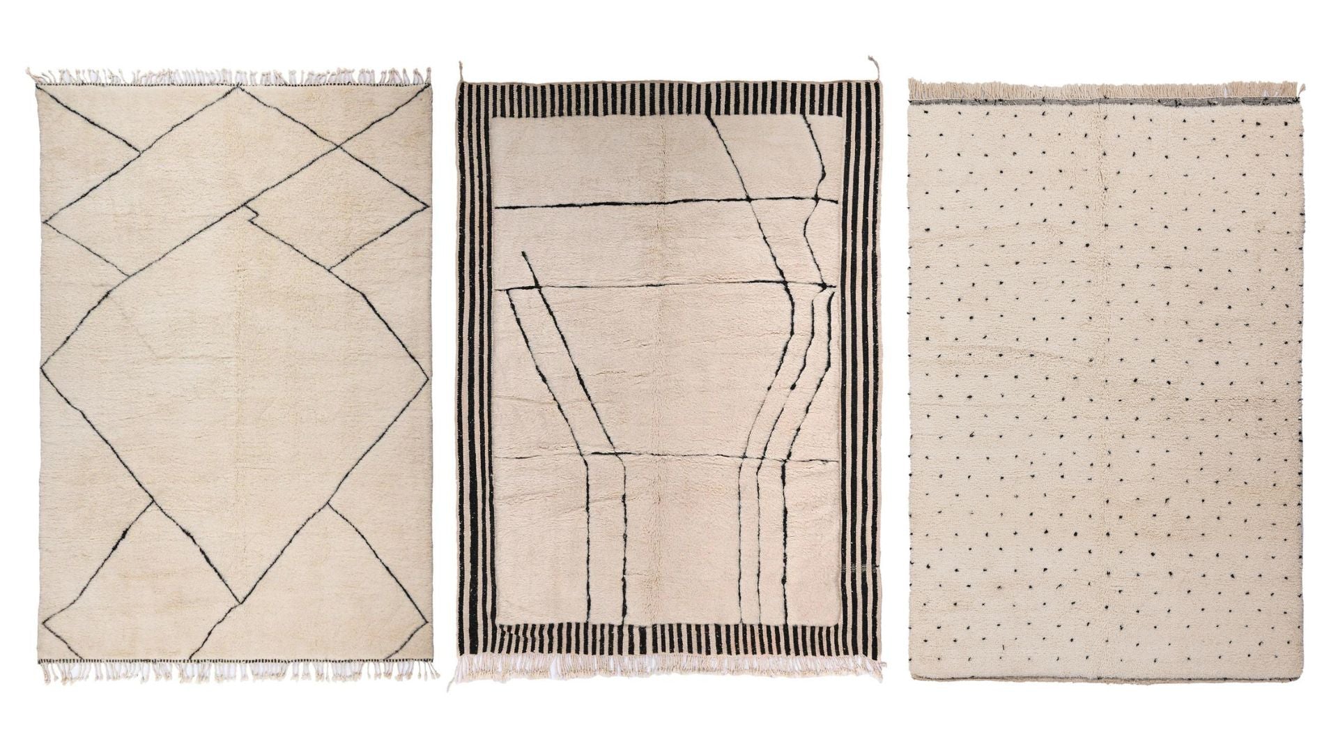 Beige and white minimalist tribal rugs