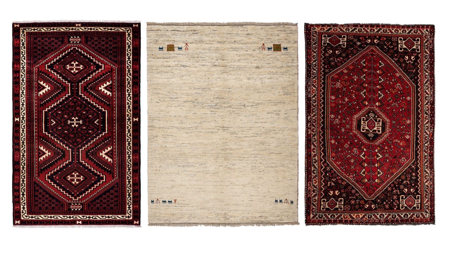 Red tribal rugs with beige texture