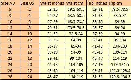 Plum Size Chart