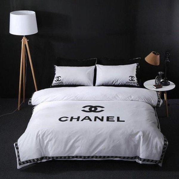 4pcs Queen Bed Chanel Doona Quilt Cover Bedding Set Freepost